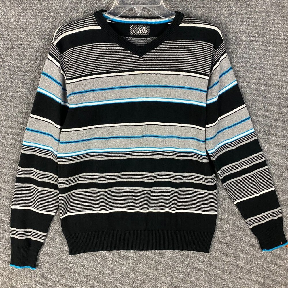 Extreme Gear Sweater Men's Medium Pullover Striped XG Cotton Blend Adults M